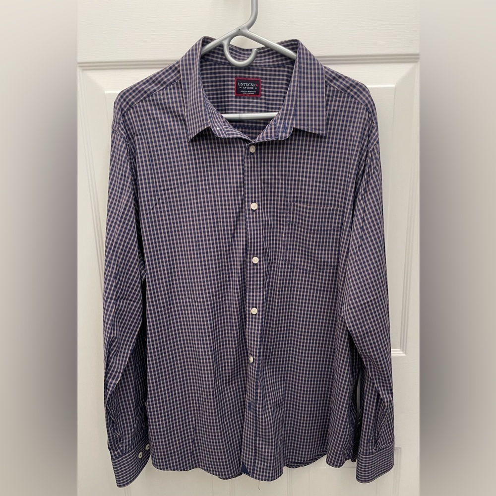UNTUCKit Mens Long Sleeve Button Down Shirt. Performance Wear Material. Size XXL
